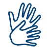 Grafik: gestikulierende Hände Gebärdensprache